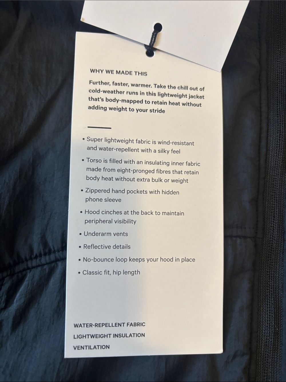 New Lululemon Women’s InsulEight Cold Weather Run Shell - small - black - Picture 3 of 5
